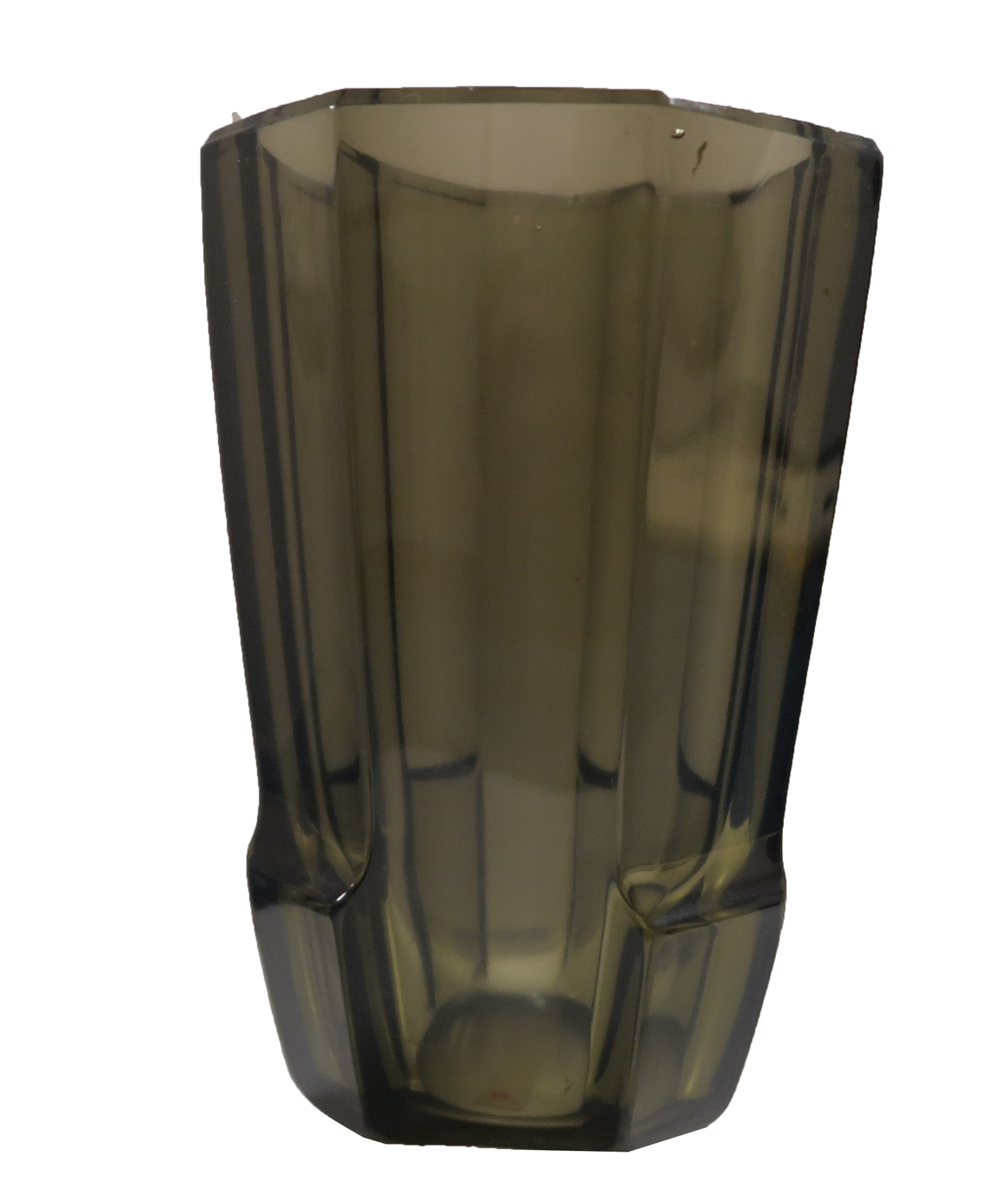 Octagonal Black Glass Vase Modernism
